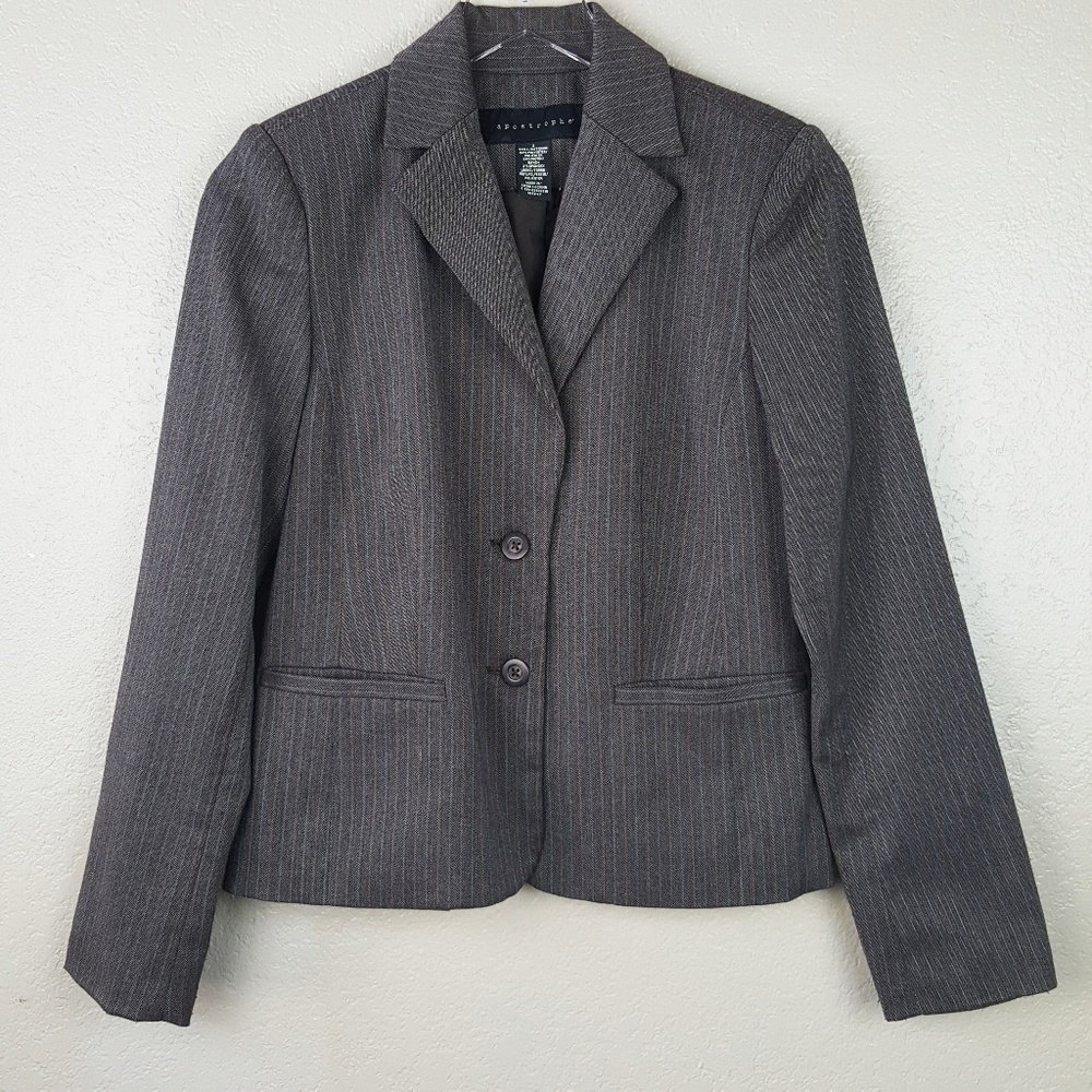 Apostrophe Brown Multicolor Pinstripe Blazer 2 - Picture 2 of 8